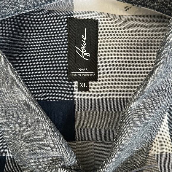 Howe Checkered Button Up Collar Dress Shirt Blue White Sz XL Casual Lightweight - Picture 9 of 12